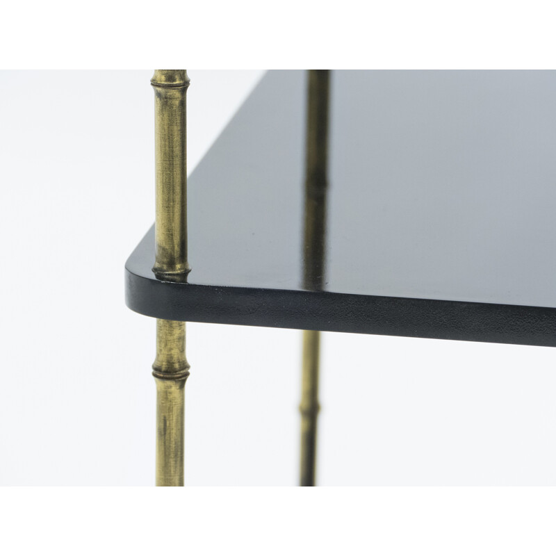 Pair of black lacquered and brass end tables by Maison Baguès 1950