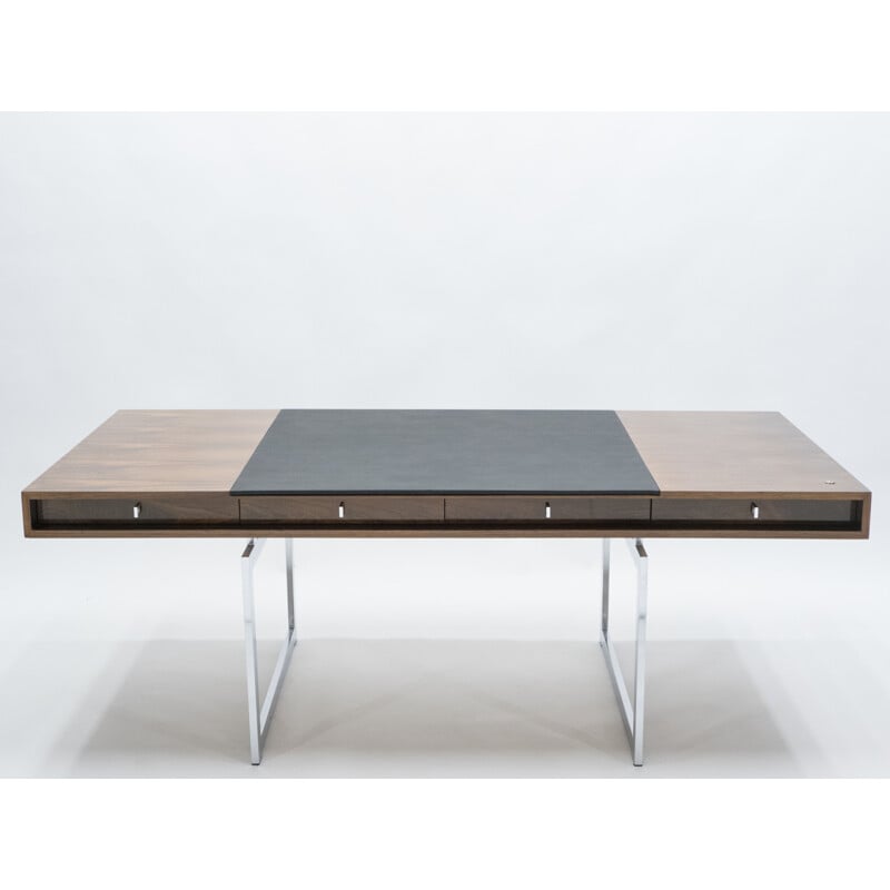 Chrome rosewood deskVintage Bodil Kjaer  E. Pedersen and Son Denmark 1960