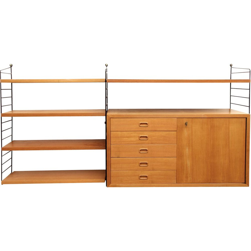 Wall unit Nisse Strinning in ash wood 1960s