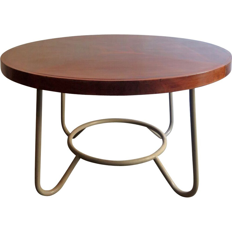 Table Bauhaus vintage en bois et métal 1930