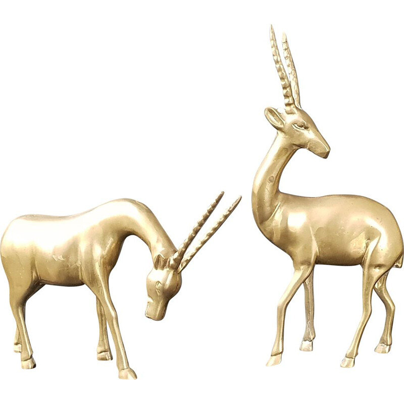 Vintage brass gazelles, 1970