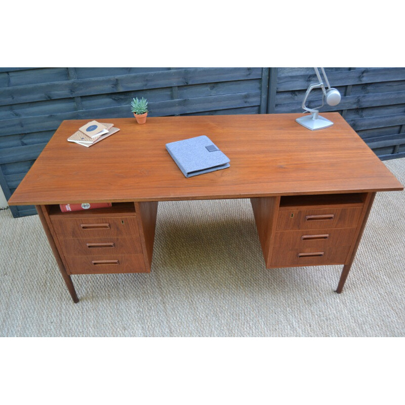 Scandinavian desk with 6 drawers - 1960s