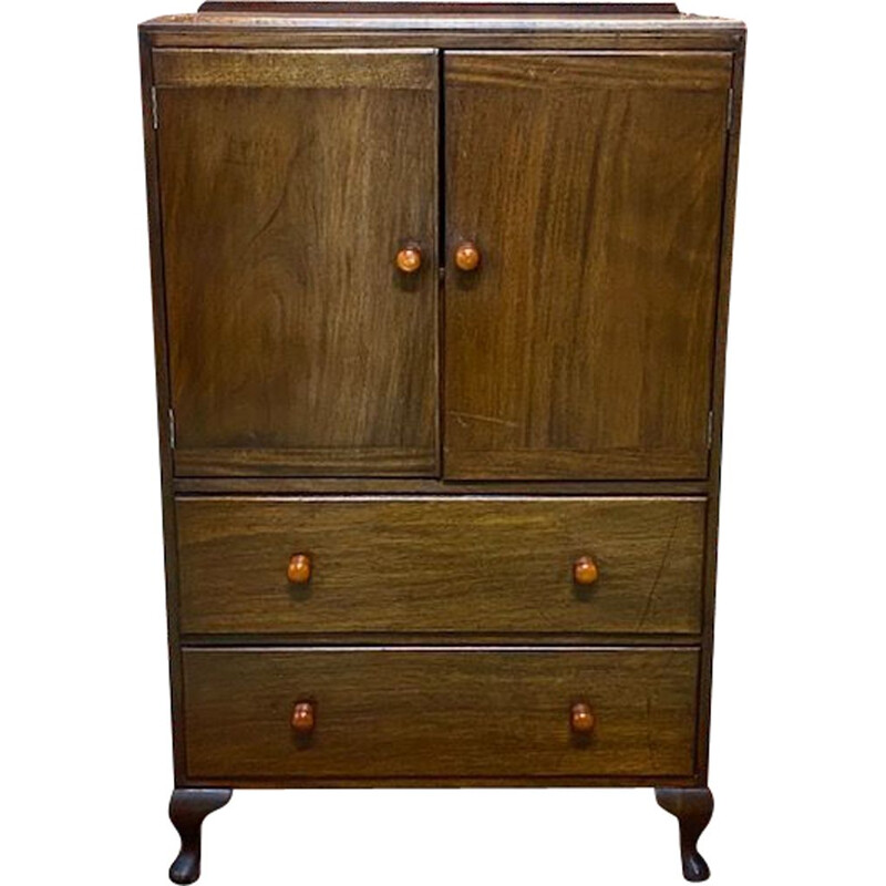 Vintage 2 doors and drawers mahogany cabinet 1930