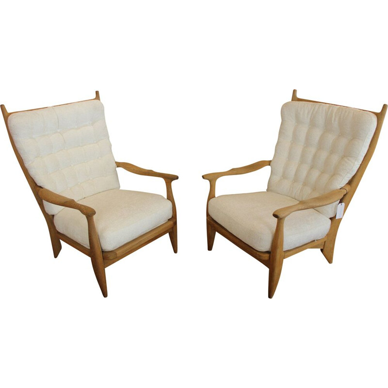 Pair of armchairs Guillerme and Chambron 1960 vintage