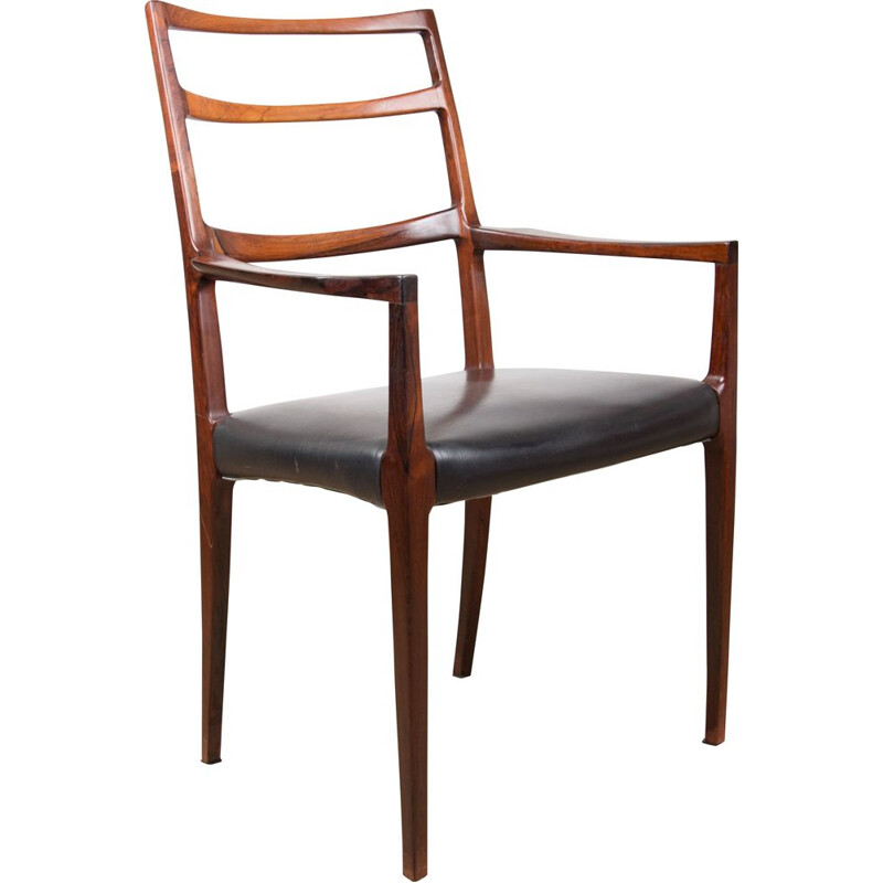Vintage Danish Rosewood armchair and skai N.O.Moller