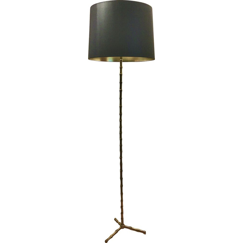 Vintage gilt bronze Bamboo floor lamp Maison Baguès france c. 1950