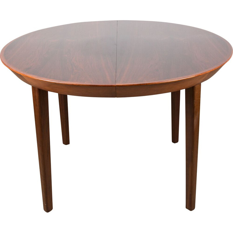 Table de repas vintage extensible Danois en Palissandre de Rio par Ole Hald