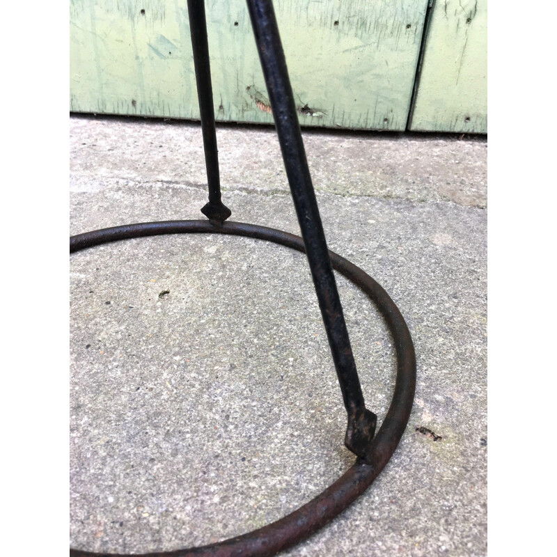 Pair of plant holders vintage diabolo wrought iron 1950