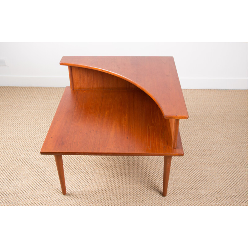 Table basse vintage Danoise en teck à 2 niveaux, 1960