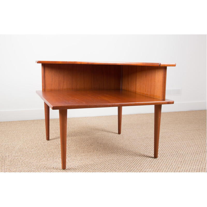 Vintage Deense teakhouten salontafel met 2 niveaus, 1960