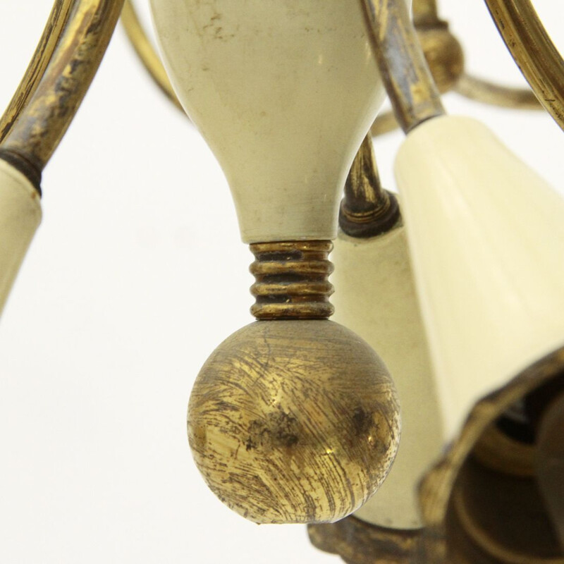 Italian vintage 14 lights  brass chandelier, 1950s