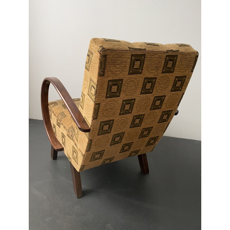 Armchair mid century by Jindrich Halabala for UP Zavody, Art Deco Reupholstered 1930s