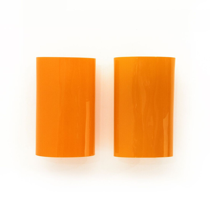 Pair of orange glass wall lamps by Alessandro Pianon for Vistosi, 1960s