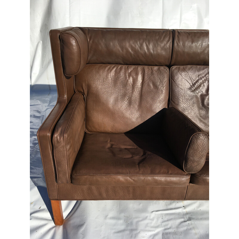 Sofa brown leather Vintage Borge Mogensen coupé 2192 scandinavian