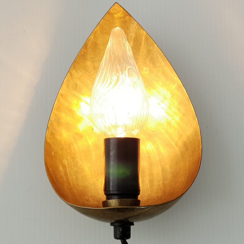 Vintage brass wall light 1950