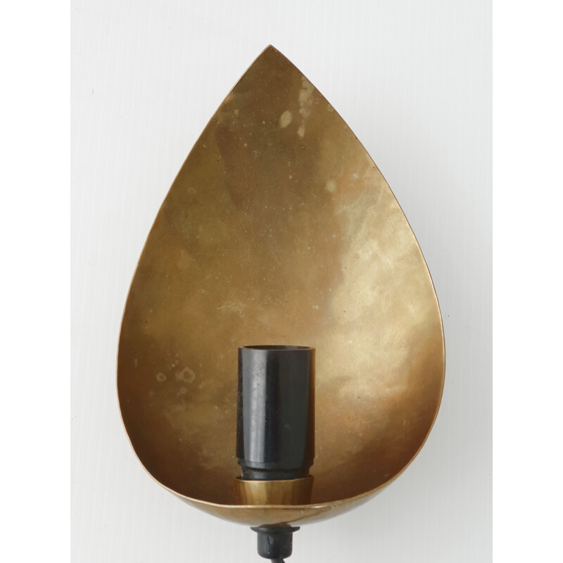 Vintage brass wall light 1950