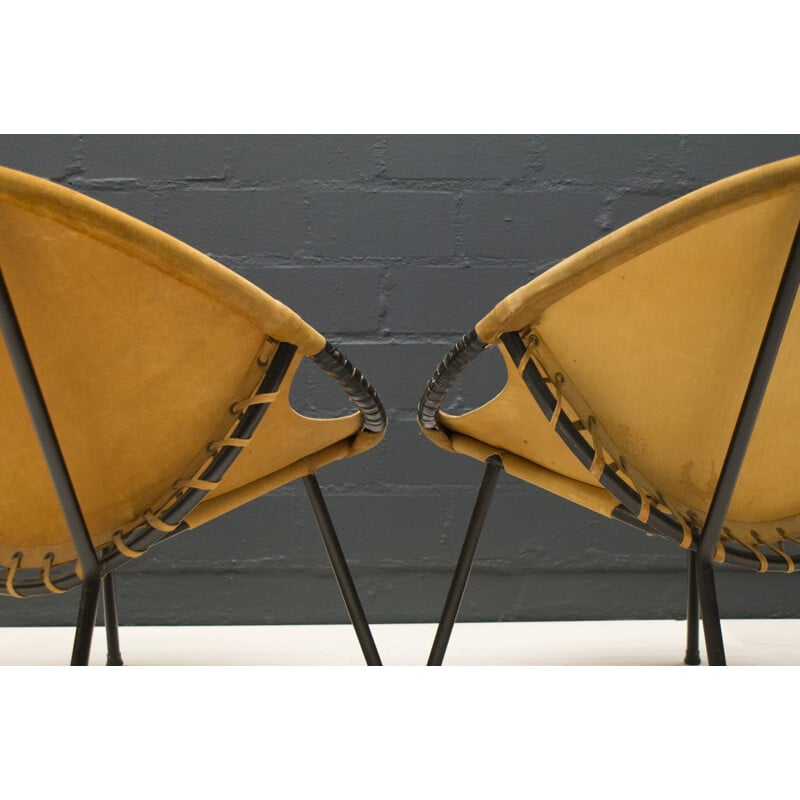 Paire de fauteuils vintage ballons en daim de Lusch et  Co, 1960