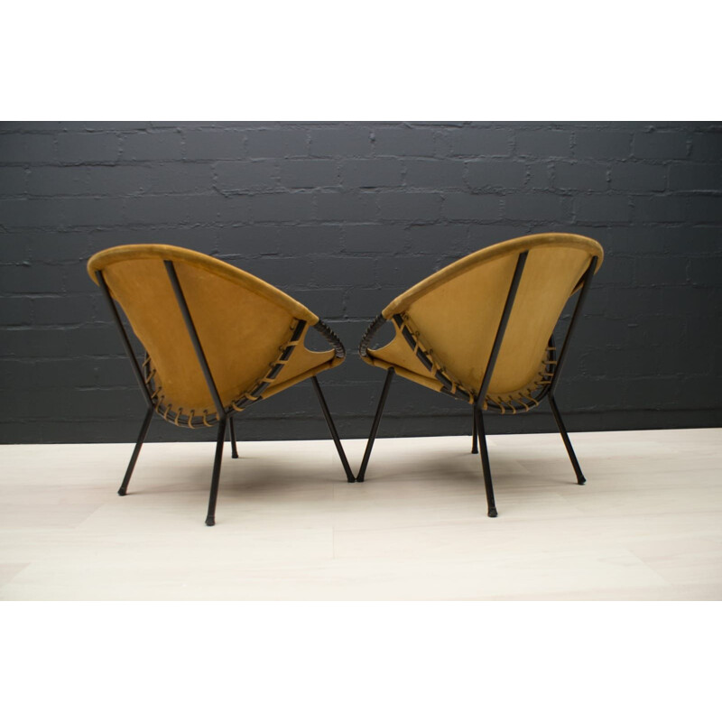 Paire de fauteuils vintage ballons en daim de Lusch et  Co, 1960