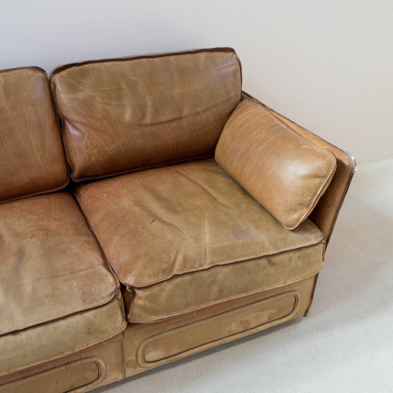 Vintage leather sofa 2 seats 1980