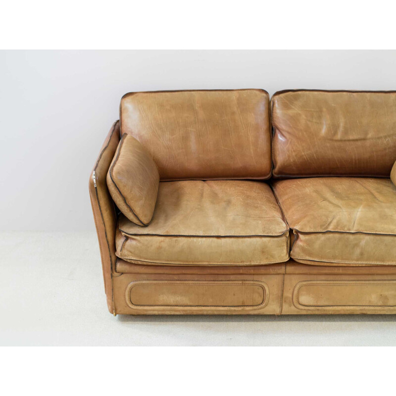 Vintage leather sofa 2 seats 1980