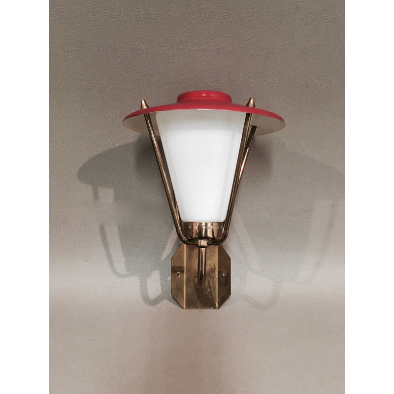 Vintage wall lamp glass and metal Design 1950
