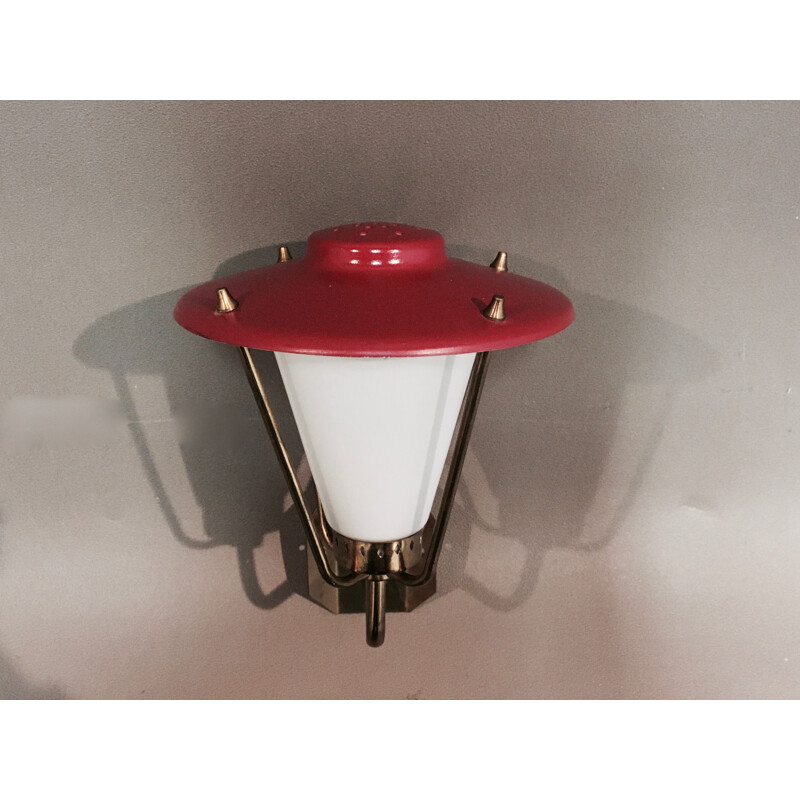 Vintage wall lamp glass and metal Design 1950