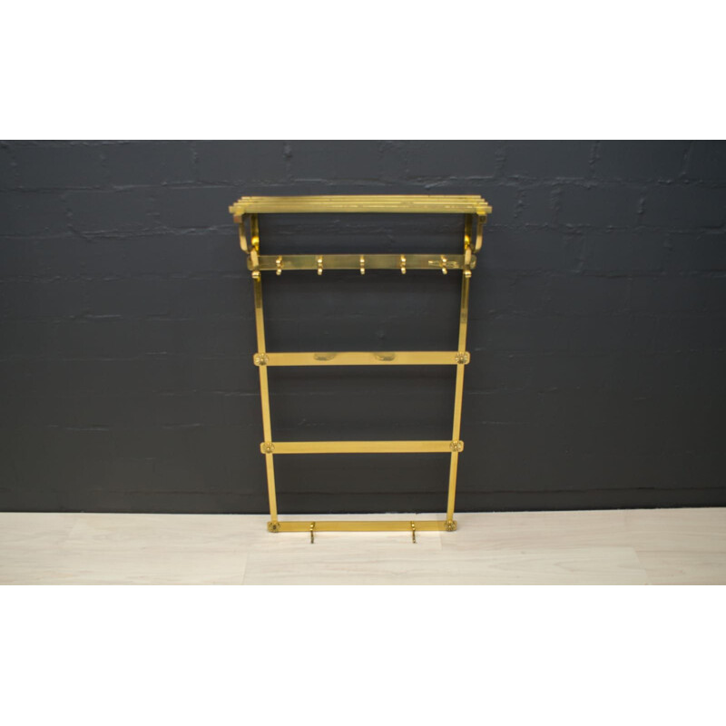 Hollywood Regency Brass Wall Coat Rack mid century, 1960s