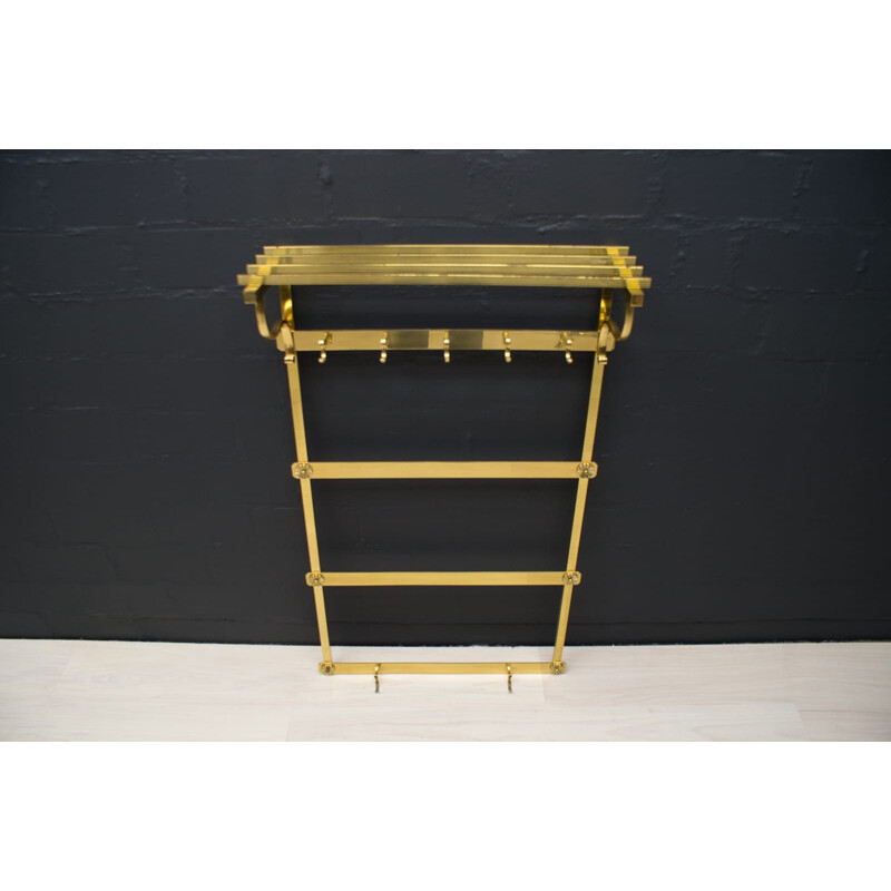 Hollywood Regency Brass Wall Coat Rack mid century, 1960s