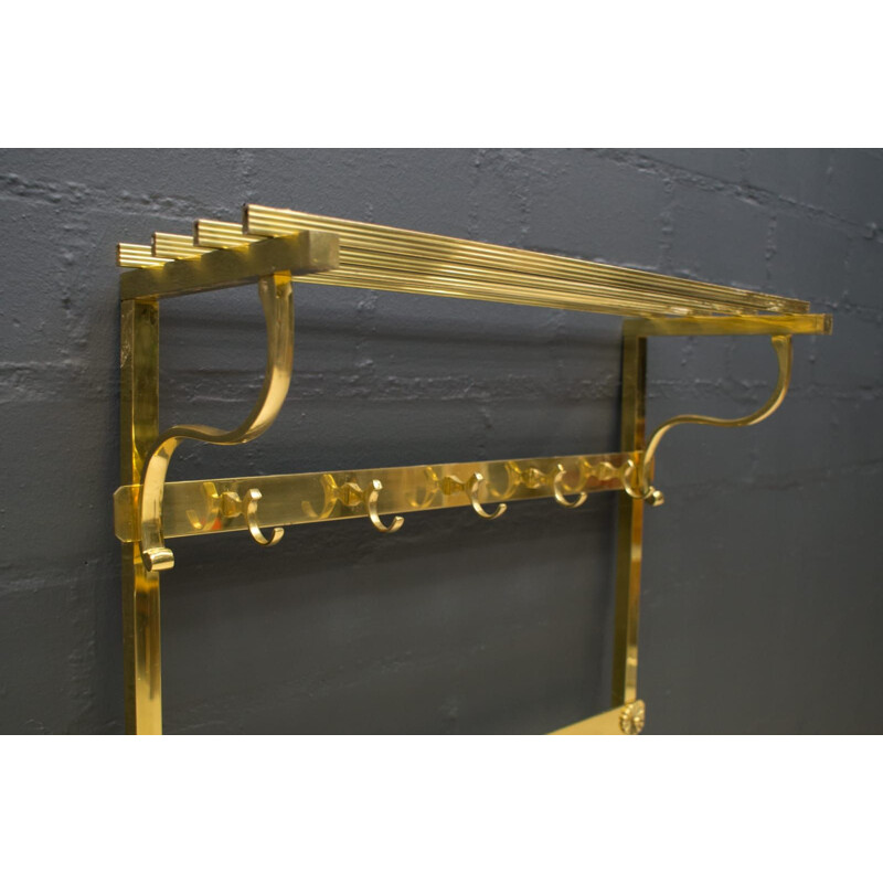 Hollywood Regency Brass Wall Coat Rack mid century, 1960s