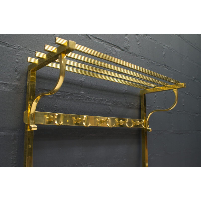 Hollywood Regency Brass Wall Coat Rack mid century, 1960s