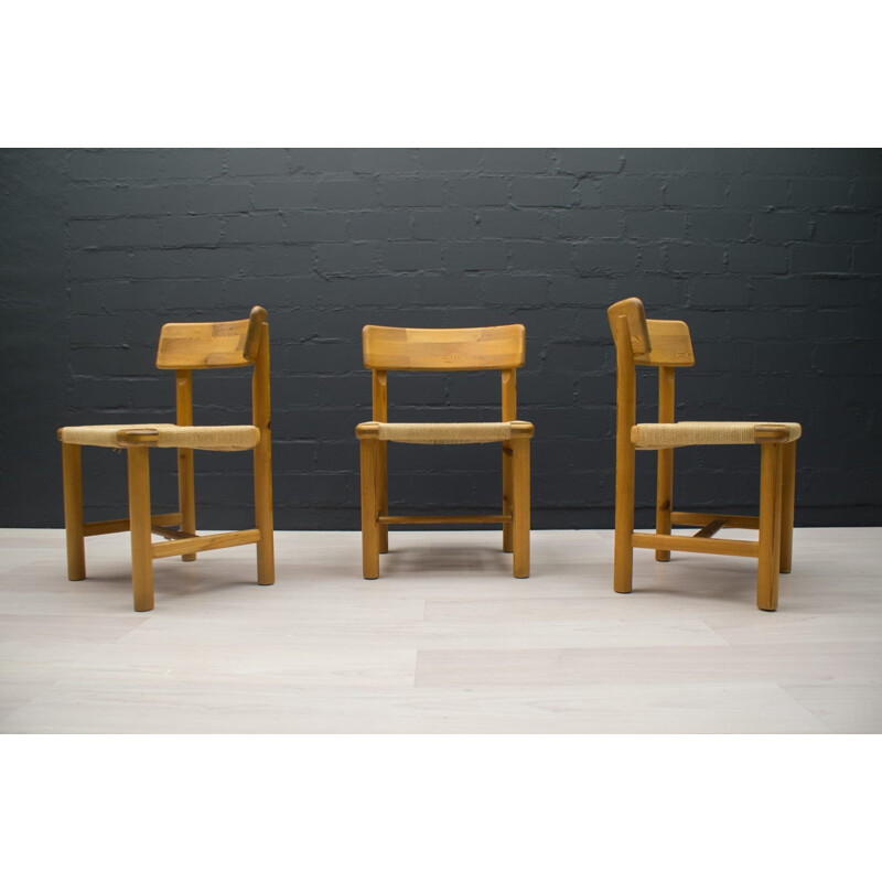 Set of 3 Scandinavian Wood Side Chairs, 1960s