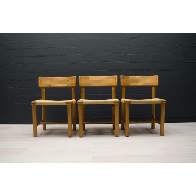 Ensemble de 3 chaises d'appoint vintage en bois scandinave,1960