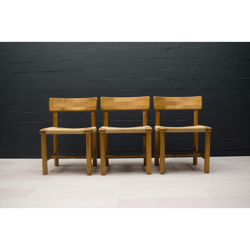 Set of 3 Scandinavian Wood Side Chairs, 1960s