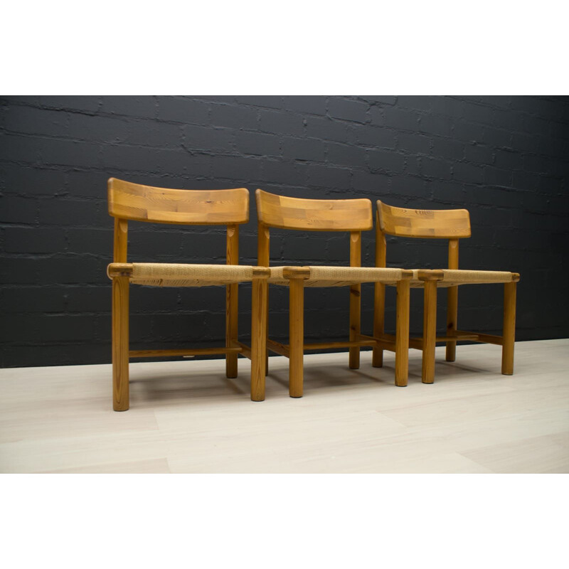 Ensemble de 3 chaises d'appoint vintage en bois scandinave,1960