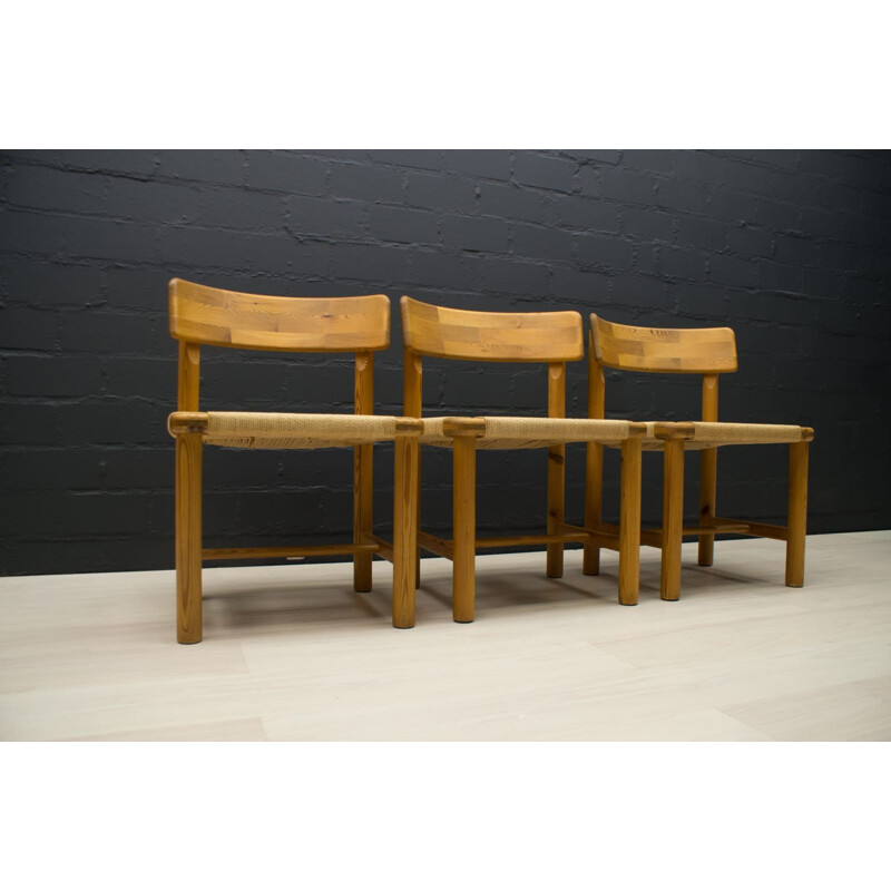 Set of 3 Scandinavian Wood Side Chairs, 1960s