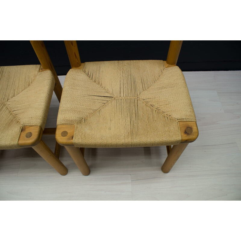 Set of 3 Scandinavian Wood Side Chairs, 1960s