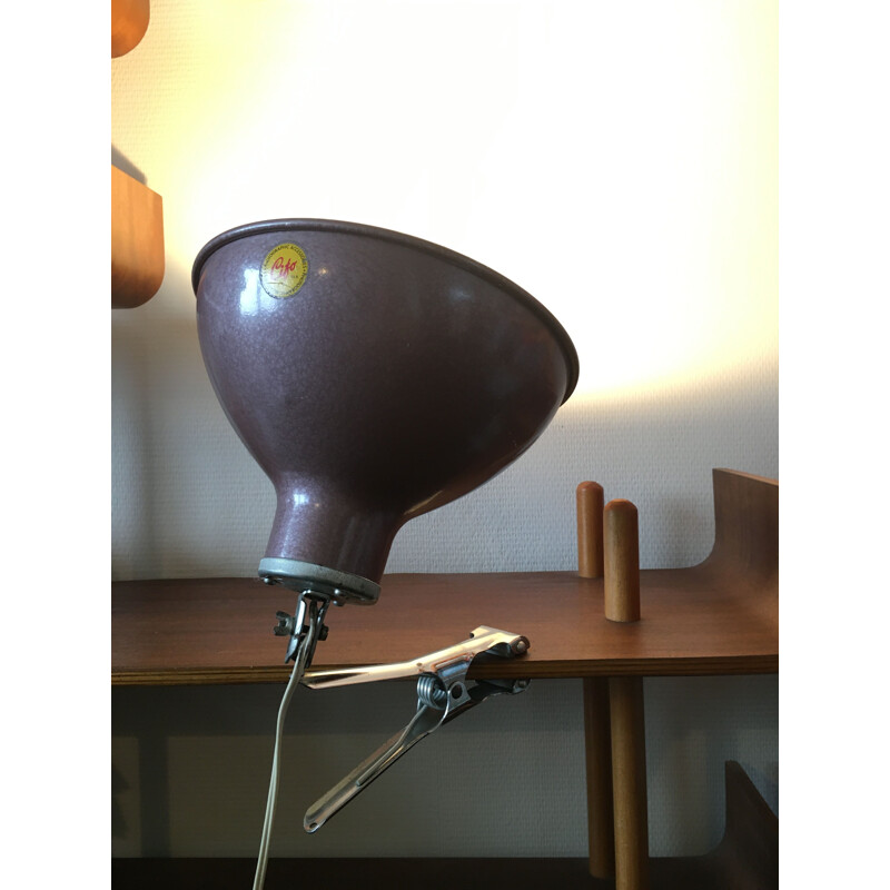 Vintage industriële klem op lamp 1950