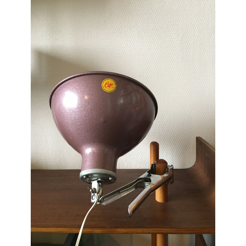 Vintage industriële klem op lamp 1950