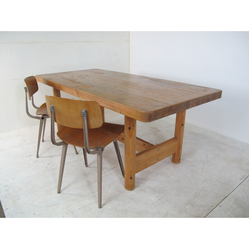 Grande table à manger vintage rectangulaire par Rainer Daumiller, 1970