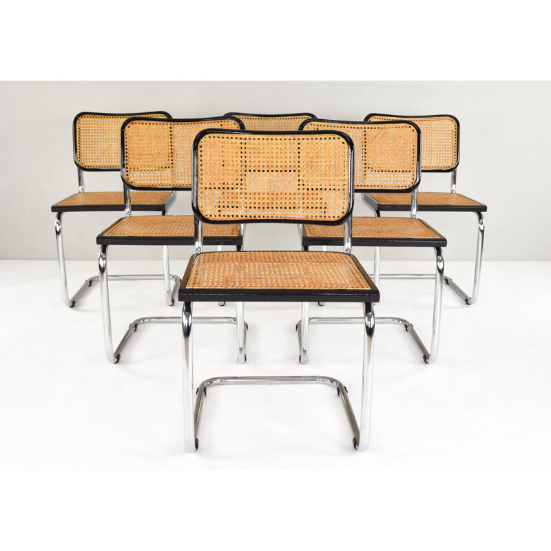 Set of 6 Mid-Century Modern Marcel Breuer B32 Cesca Chairs, Italy, 1970s