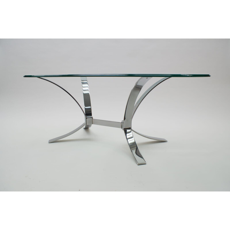 Chrome and Glass Space Age Coffee Table, 1960s