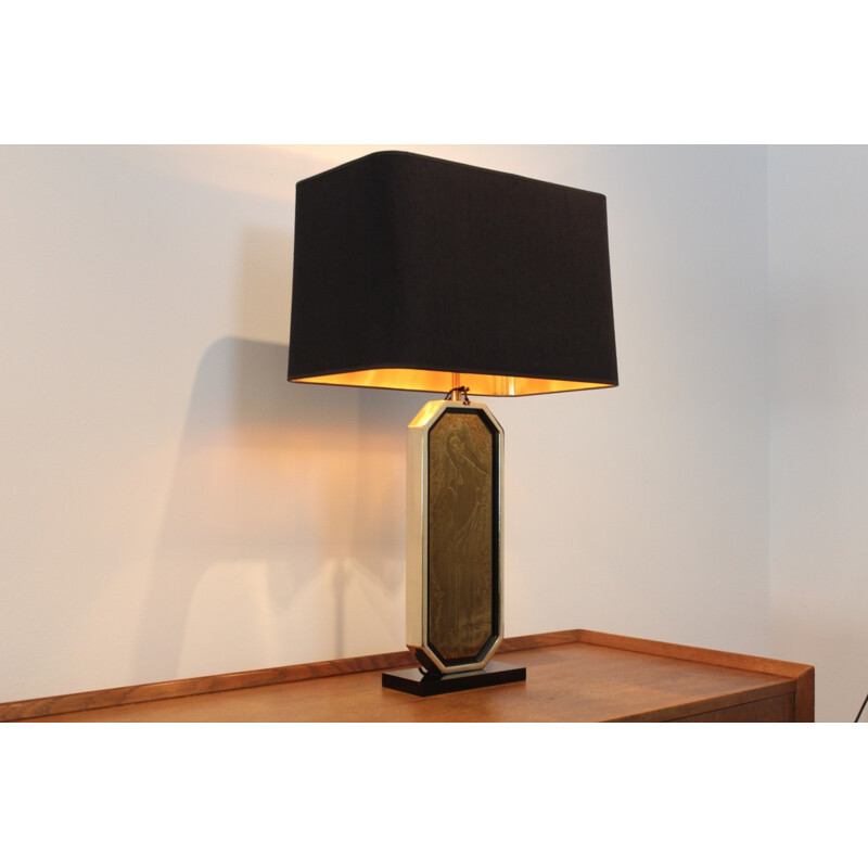 Vintage lamp in 23 carat gold and brass by Georges Mathias for M2000, 1970