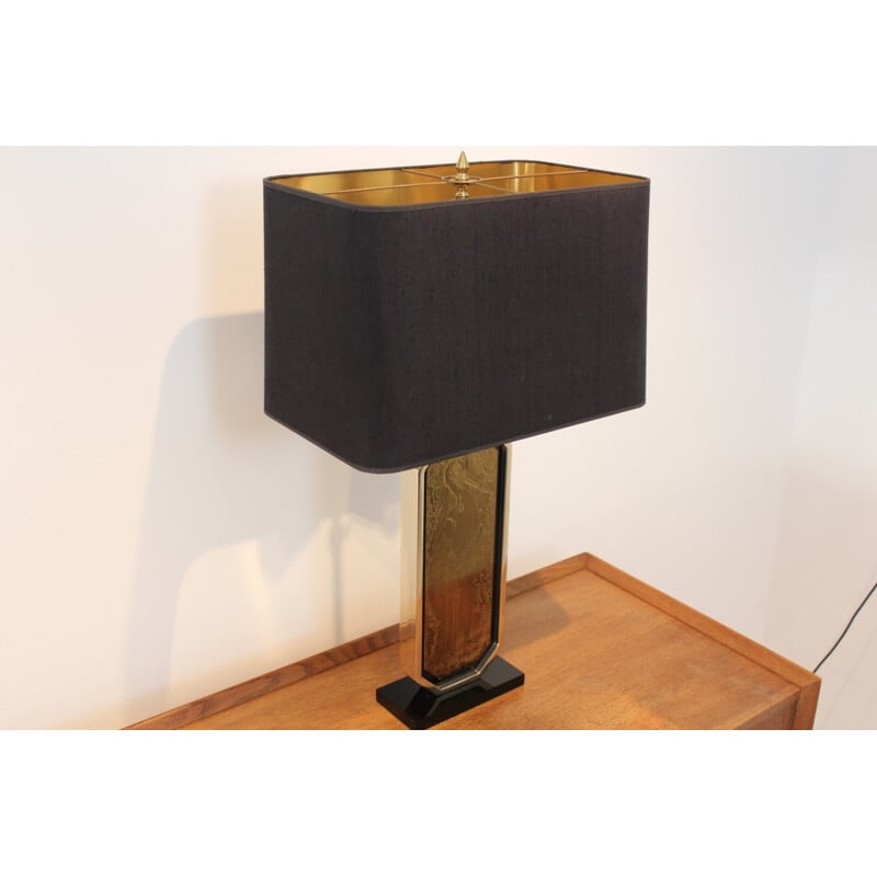 Vintage lamp in 23 carat gold and brass by Georges Mathias for M2000, 1970