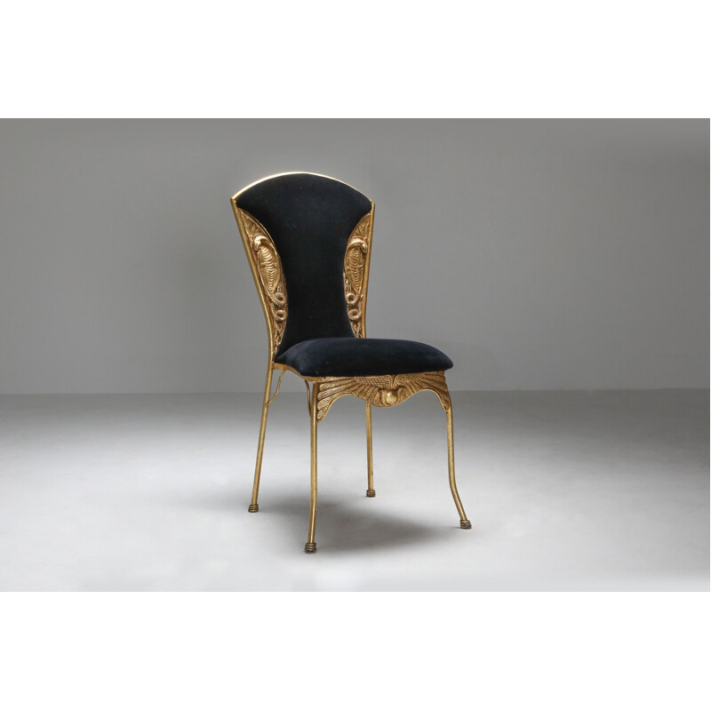 Cadeiras de jantar Cleopatra vintage em metal dourado 1970
