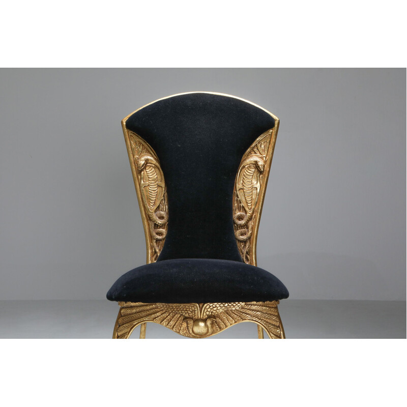 Cadeiras de jantar Cleopatra vintage em metal dourado 1970