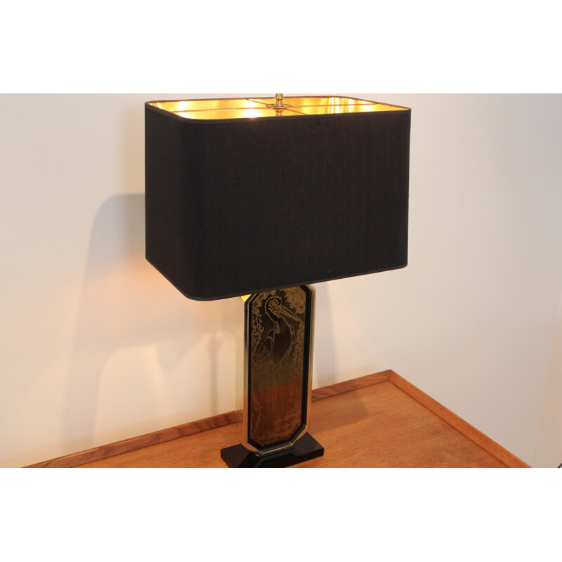 Vintage lamp in 23 carat gold and brass by Georges Mathias for M2000, 1970