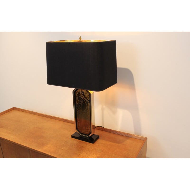 Vintage lamp in 23 carat gold and brass by Georges Mathias for M2000, 1970