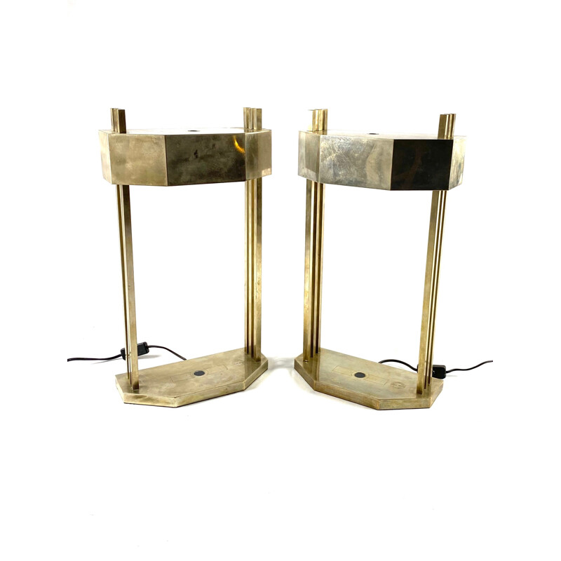 Pair of vintage cubist Bauhaus lamps for Paris Expo 1925