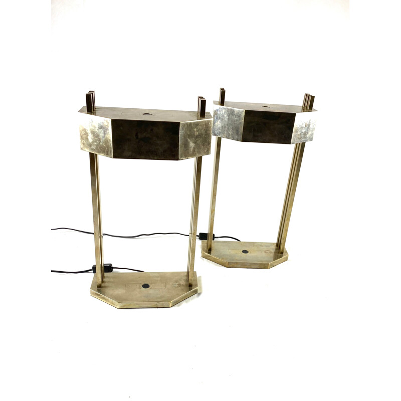 Pair of vintage cubist Bauhaus lamps for Paris Expo 1925