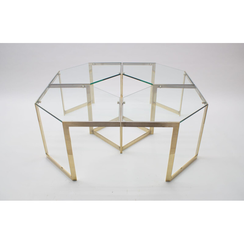 Set of 4 French Brass Side Tables, 1960s